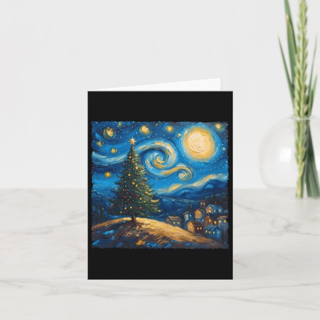 Cartão Estilo Van Gogh A Árvore De Natal Da Noite Estrela (Frente)