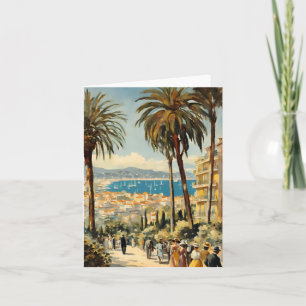 Cartão Estilo Vintage Cannes French Viagem Watercolor