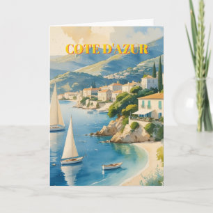 Cartão Estilo Vintage Cote D'Azur Viagem francês