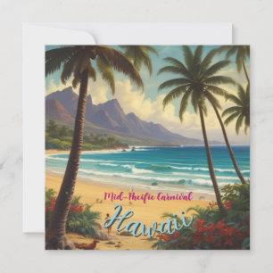 Cartão Estilo Vintage Havaiano Viagem Honolulu Meio-Pacíf
