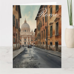 Cartão Estilo Vintage Roma Viagem Italiana Aquarela