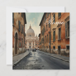 Cartão Estilo Vintage Roma Viagem Italiana Aquarela