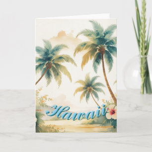 Cartão Estilo Vintage Viagem Havaiana Honolulu