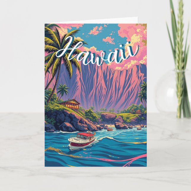 Cartão Estilo Vintage Viagem Honolulu Médio Havaiano - Pa (Frente)