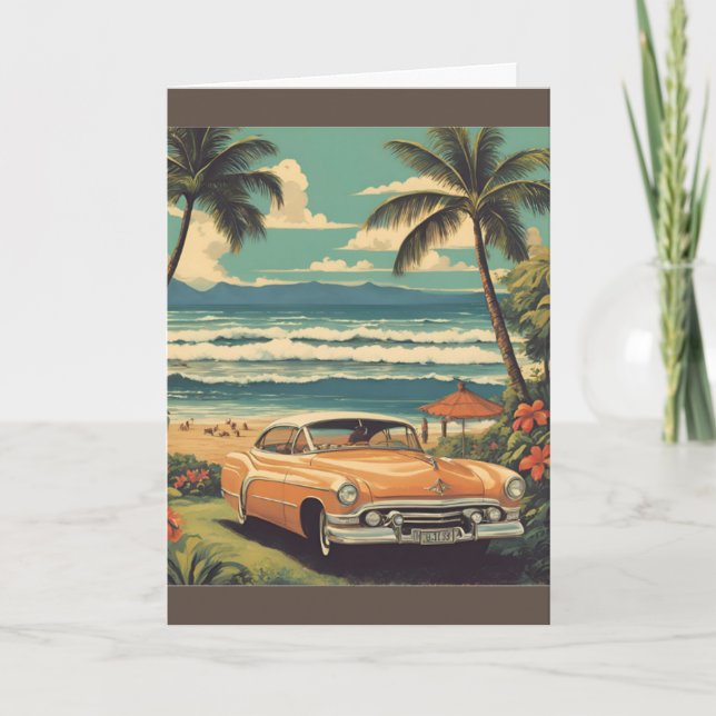 Cartão Estilo Vintage Viagem Honolulu Médio Havaiano - Pa (Frente)