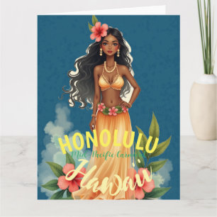 Cartão Estilo Vintage Viagem Honolulu Médio Havaiano - Pa