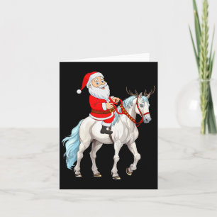 Cartão Estilo Xmas Reindeer Papais noeis Andando Cavalo n