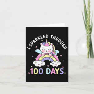 Cartão Estimuladas por 100 dias Meninas Unicorn 100 dias