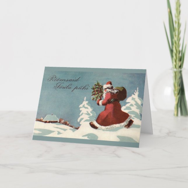Cartão estónio do Natal do vintage (Frente)