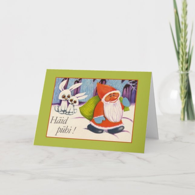 Cartão estónio retro do Natal de Häid Pühi (Frente)