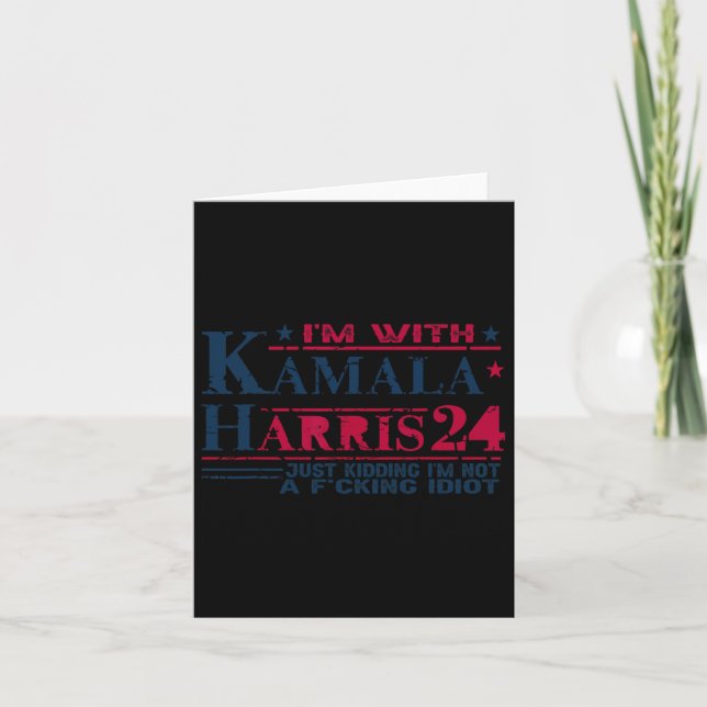 Cartão Estou com Kamala só brincando, não é Idiot Retro E (Frente)