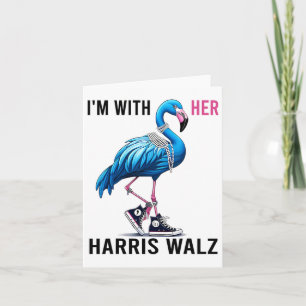Cartão Estou com o Harris W Flamingo Vote Blue