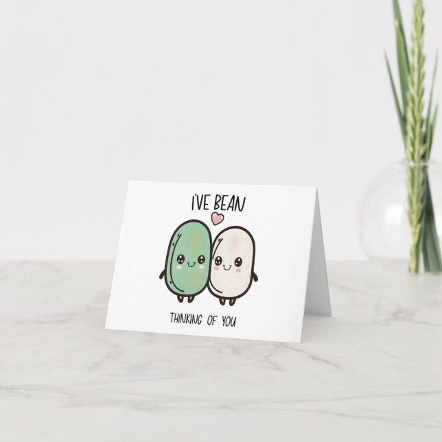 Cartão “Estou Pensando Em Você” Kawaii Beans (Frente)