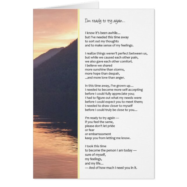 Cartão Estou pronto para tentar de novo...Relações (Frente)