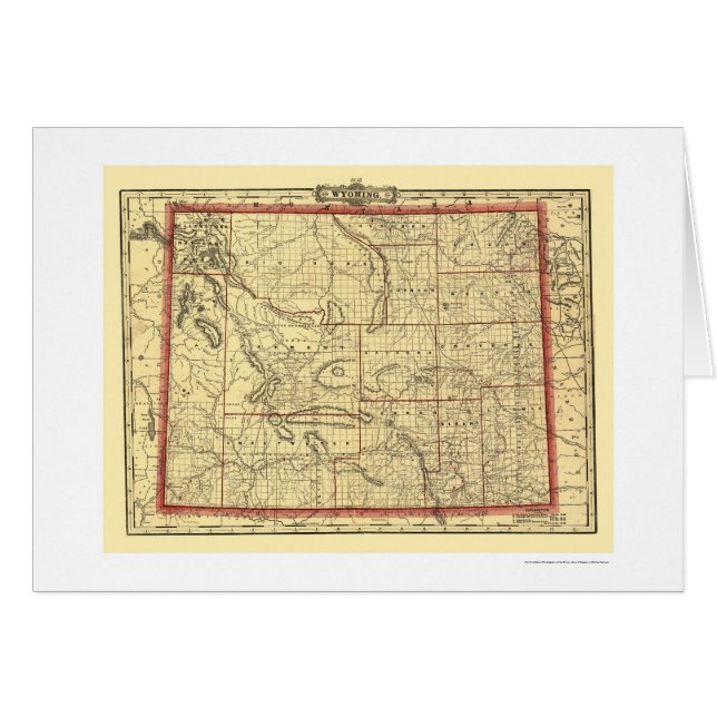 Cartão Estrada de ferro de Wyoming & mapa 1895 da cidade (Frente Horizontal)