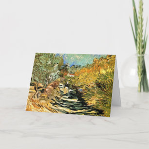 Cartão Estrada em St Remy com Figura por Vincent van Gogh