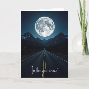 Cartão Estrada Montanhosa Lunar de Aniversário