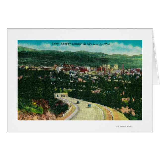 Cartão Estrada Sunset entrando em Spokane do Oeste (Frente Horizontal)