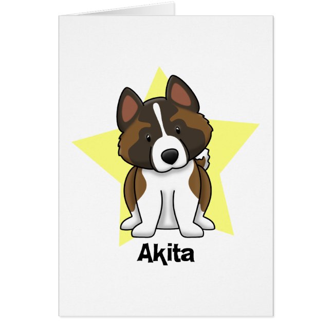 Cartão Estrela Akita de Kawaii (Frente)