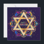 Cartão Estrela Colorida de David Mandala Happy Hanukkah<br><div class="desc">Estrela Colorida de David Mandala Happy Hanukkah</div>