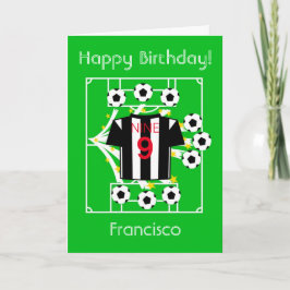 Cartão Estrela de Futebol (Black & White Stripes)
