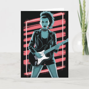 Cartão Estrela de Rock Rebelde: Guitarrista Feminina em C