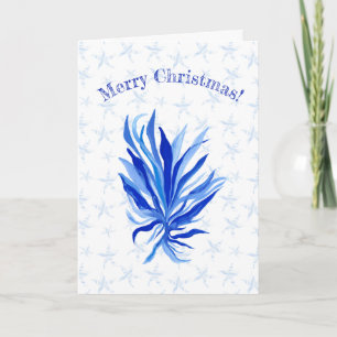 Cartão Estrela-do-mar-azul-grama-nome personalizado