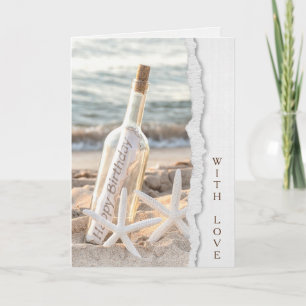 Cartão Estrela-do-mar de aniversário com mensagem numa ga