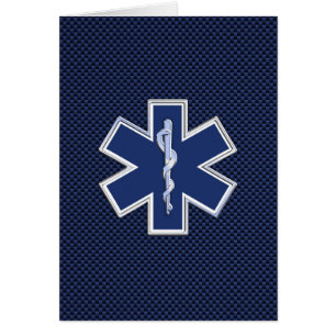 Cartão Estrela do paramédico EMS da vida na fibra azul do