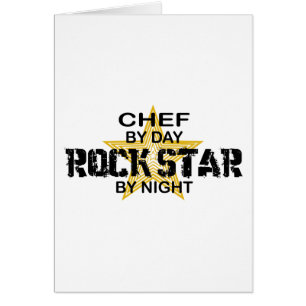 Cartão Estrela do rock do cozinheiro chefe em a noite