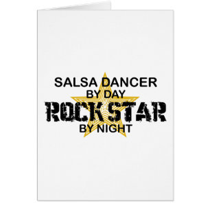 Cartão Estrela do rock do dançarino da salsa em a noite