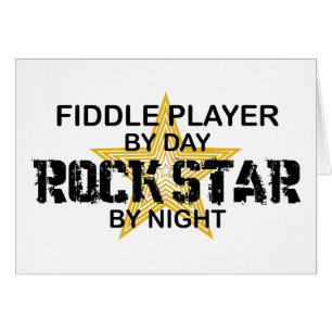 Cartão Estrela do rock do jogador do violino em a noite
