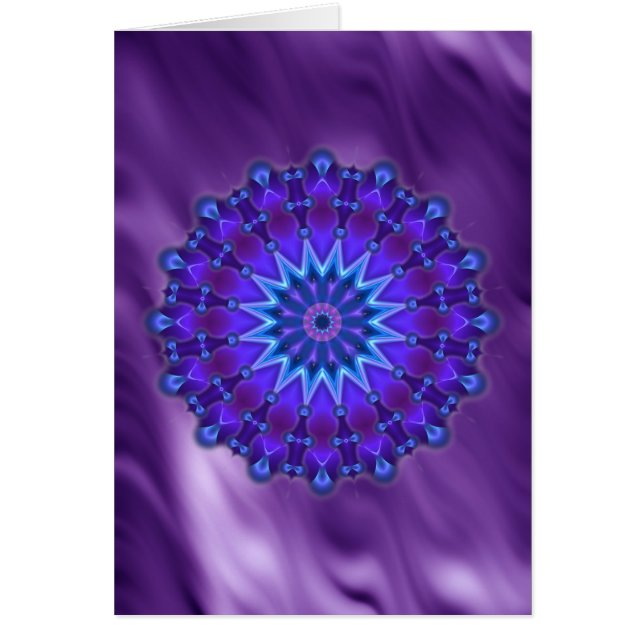 Cartão Estrela Mandala em azul | ondas lila (Frente)