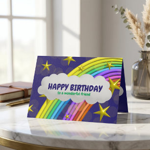 Cartão Estrelas Coloridas E Nuvem Feliz Aniversário a Um 