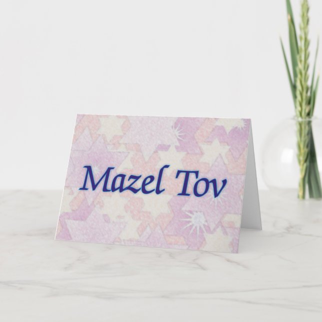 Cartão Estrelas cor-de-rosa de Mazel Tov (Frente)