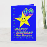 Cartão Estrelas de Brithday da neta 10ns<br><div class="desc">Estrela amarela bonito com flores coloridas e números para aniversário da sua neta o 10o.  O texto na parte dianteira pode ser alterado no modelo.  Design original pelo estúdio do design do Anura.</div>