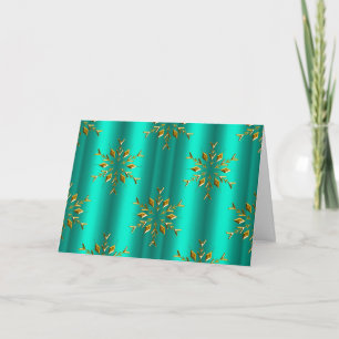 Cartão Estrelas de Natal Azul-Piscina e Dourado