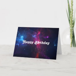 Cartão Estrelas do Espaço Cósmico e Feliz Aniversário da