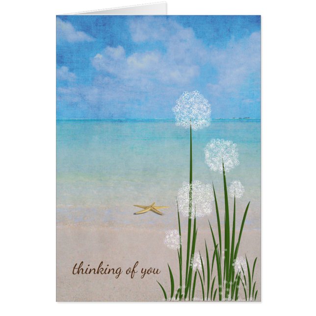 Cartão estrelas-do-mar e flores de praia (Frente)