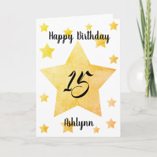 Cartão Estrelas Douradas Aguarela 15º Aniversário