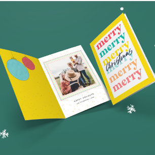 Cartão Estrelas Douradas Modernas Bolas Amarelas de Natal