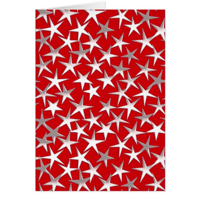 Cartão Estrelas prateadas em vermelho escuro (Frente)