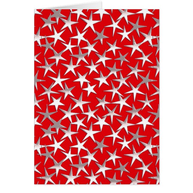 Cartão Estrelas prateadas em vermelho escuro (Frente)