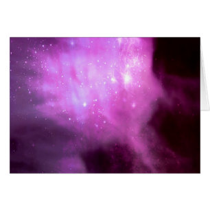 Cartão Estrelas roxas cor-de-rosa no espaço