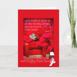 Cartão Estresse nas Férias Sarcásticas e citação de Natal