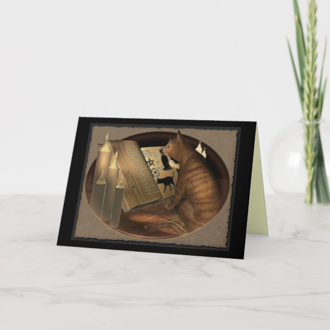 Cartão Estudando lições do gato (Frente)