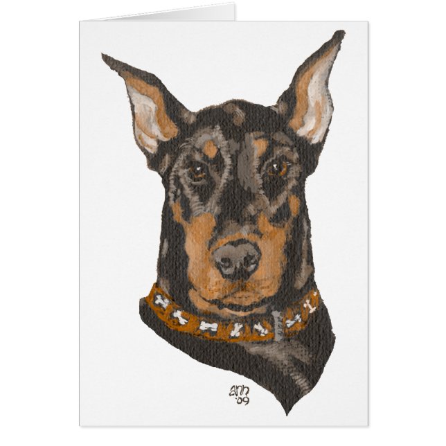 Cartão Estudo da Cabeça do Doberman Pinscher (Frente)