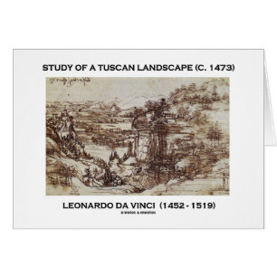 Cartão Estudo de uma paisagem de Tuscan Leonardo da Vinci