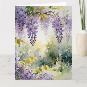 Cartão Estudo de Wisteria A em Aquarela