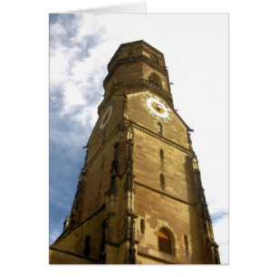 Cartão Estugarda Alemanha Igreja Relógio Torre